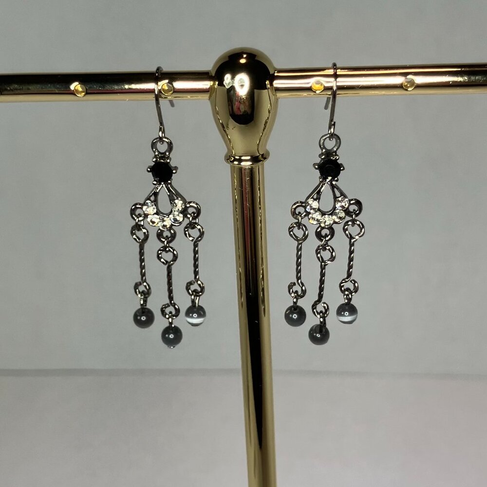 Silver Earrings with 3 Bead Charms